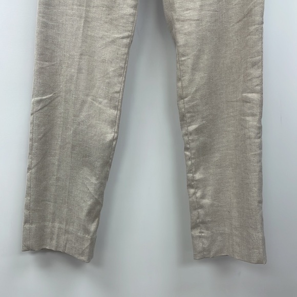 Banana Republic Ryan Mid-Rise Linen Trouser Boot Pant Boho Minimalist Tan 6 - Picture 3 of 7